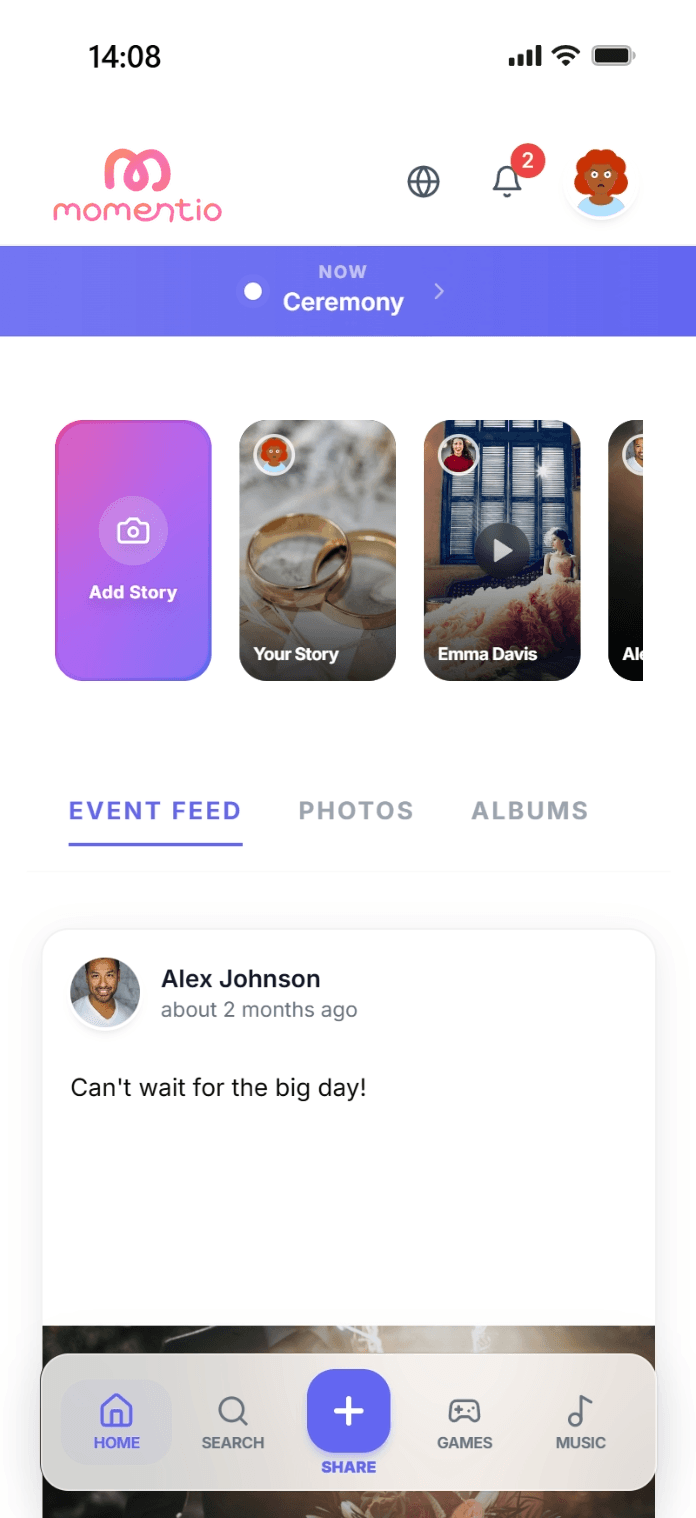 Momentio app screen